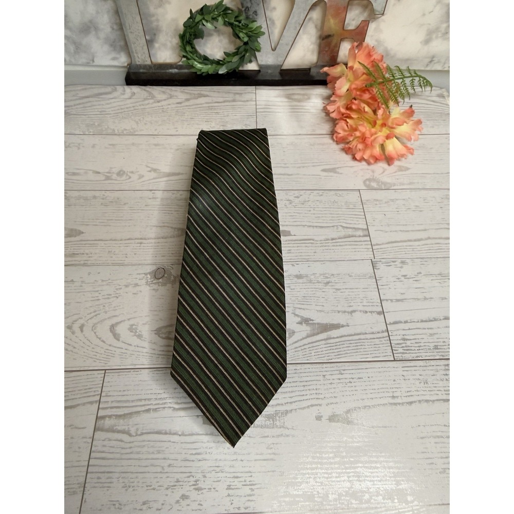 Ivy League Men's Green Gold Vintage 1950-60's Silk Cotton Tie Rep Trad Untipped - Picture 10 of 14